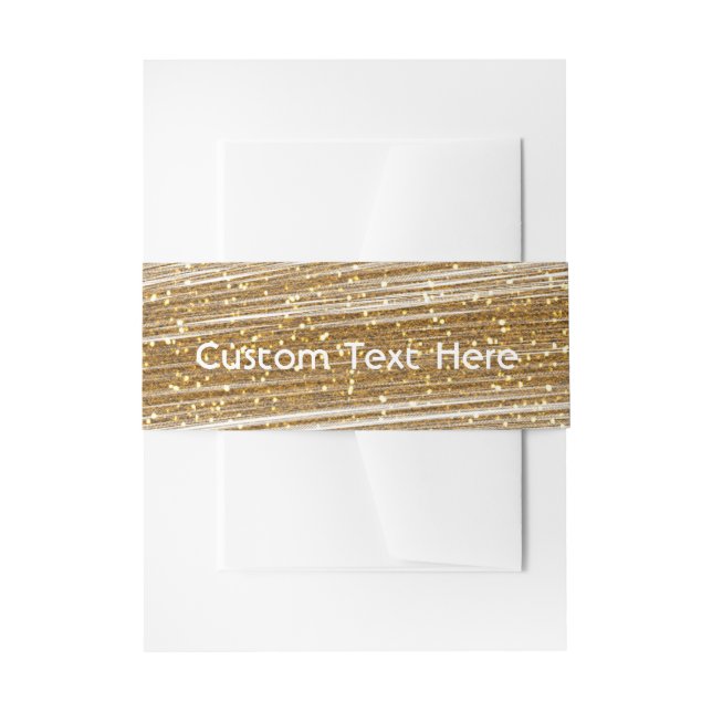 Gold Sparkle Brushed Imitats Glitzer & White Glam Einladungsbanderole (Vorderseite Beispiel)