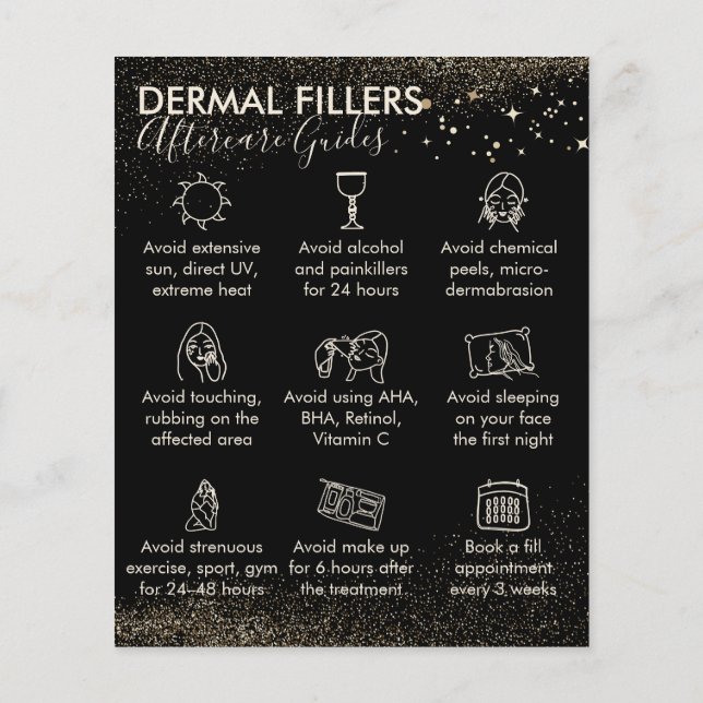 Gold Sparkle Dermal Fillers aftercare Budget Flyer (Hinten)