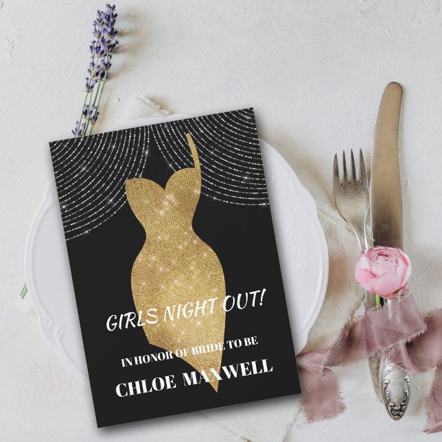 Gold Sparkle Dress Junggeselinnen-Abschied Einladu Einladung (Von Creator hochgeladen)