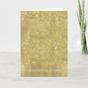 Gold Sparkle Faux Glitter Birthday Karte