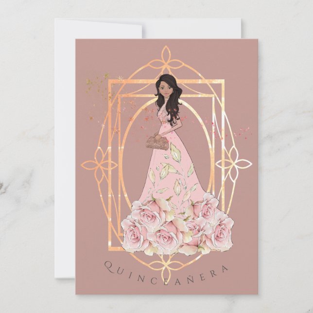 Gold Sparkle Formal Beauty Quinceañera Einladung (Vorderseite)