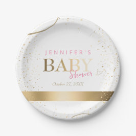 Gold Sparkle Girl Baby Dusche Pappteller