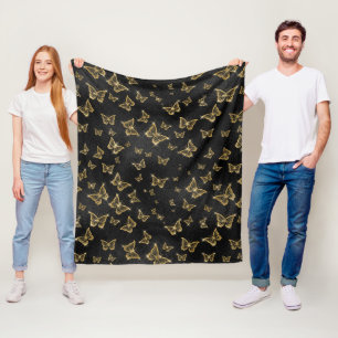 Gold Sparkle Glam Butterflies Fleecedecke