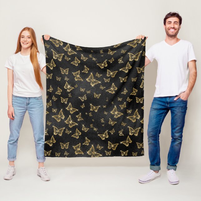 Gold Sparkle Glam Butterflies Fleecedecke (Beispiel)