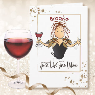 Gold Sparkle Glamour Wine Geburtstagskarte für sie Karte