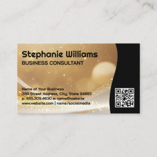 Gold Sparkle Glittery Boke   QR-Code Visitenkarte