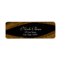 Gold Sparkle Glitzer & Black Custom Address Labels