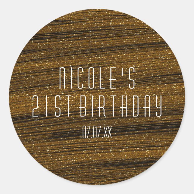 Gold Sparkle Glitzer & Black Gastgeschenk Stickers (Vorderseite)