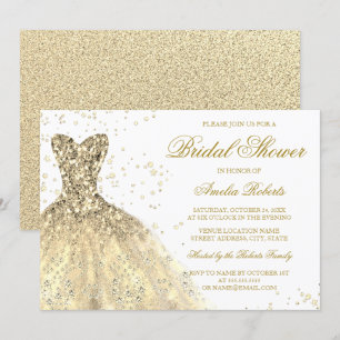Gold Sparkle Glitzer Dress Brautparty Einladung