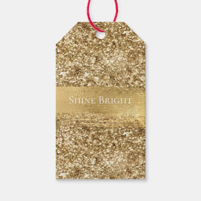 Gold Sparkle Glitzer Geschenkanhänger (Vorderseite)
