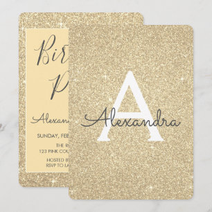 Gold Sparkle Glitzer Girly Birthday Party Einladung