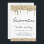 Gold Sparkle Glitzer Quinceañera Celebration Einladung<br><div class="desc">Luxus Gold und Weiß Funkelnd Driving Glitzer Quinceañera Celebration 15. Geburtstagsparty Einladung . Das ist die perfekte elegante Quinceañera Feier Einladung für eine moderne Girly Sparkle Pink Glitzer Sparkle Girly fünfzehnte (fünfzehn) Geburtstagsparty. Bitte kontaktieren Sie den Designer,  um passende Sonderanfertigungen zu erhalten.</div>