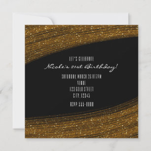 Gold Sparkle Glitzer und Schwarze Party Einladunge Einladung
