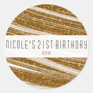 Gold-Sparkle-Glitzer- und White-Gastgeschenk-Aufkl Runder Aufkleber