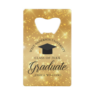 Gold Sparkle Graduate Custom 2023 Graduation Party Geldbeutel Flaschenöffner