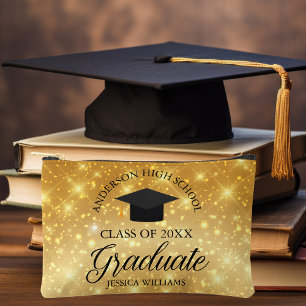 Gold Sparkle Graduate Custom Abschluss Gift Zubehörtasche