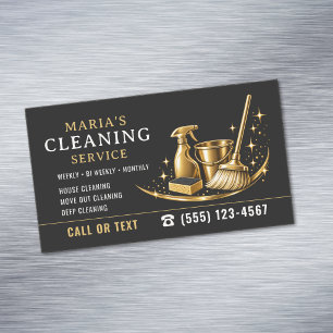 Gold Sparkle Haushaltshilfe Reinigungsservice  Magnetische Visitenkarte