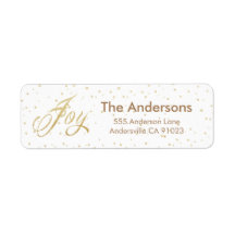 Gold Sparkle Joie Noël Étiquettes de adresse