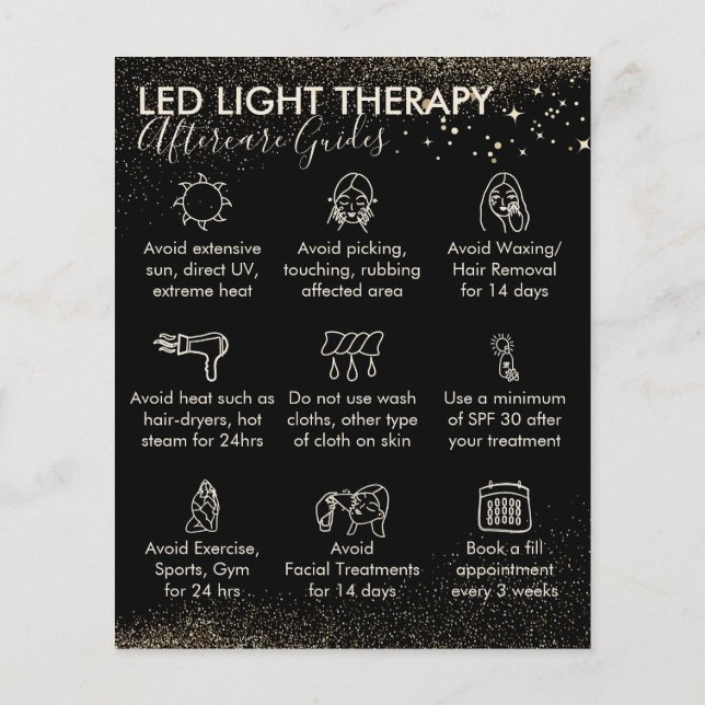 Gold Sparkle Led Light Therapy Aftercare Budget Flyer (Hinten)