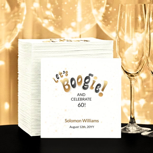Gold Sparkle Let's Boogie 60th Birthday Serviette (Von Creator hochgeladen)