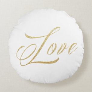 Gold Sparkle Liebe Rundwurfkissen Rundes Kissen