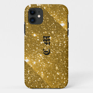 Gold Sparkle Personalisiert Monogram Phone Case