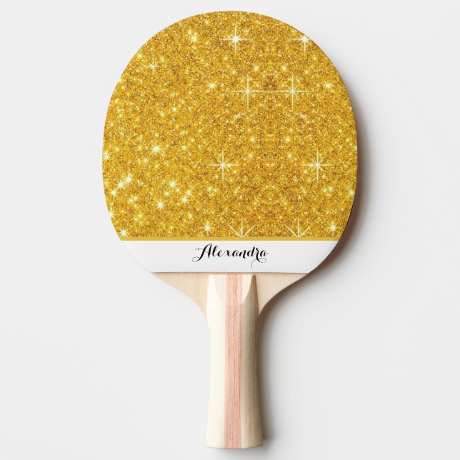 Gold Sparkle Personalisiert Tischtennis Schläger (Vorderseite)
