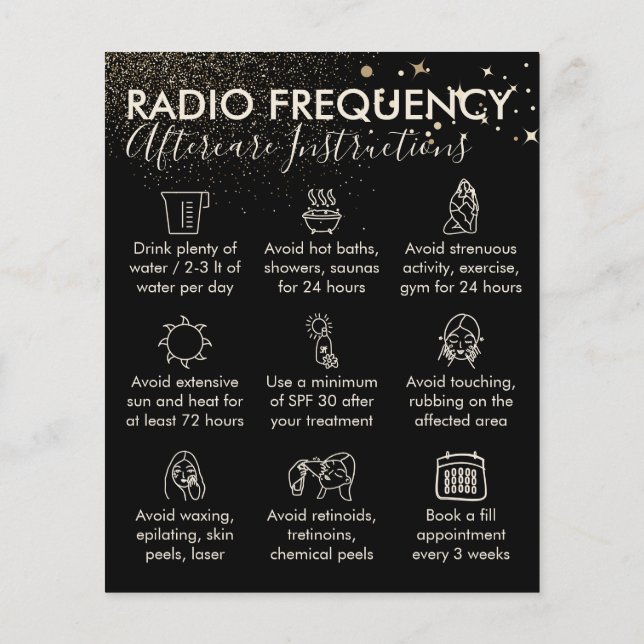 Gold Sparkle Radio Frequency Skin Aftercare Budget Flyer (Hinten)