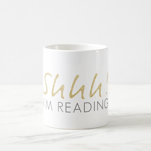Gold Sparkle Shhh! Ich lese Kaffee-Tasse Kaffeetasse (Mittel)