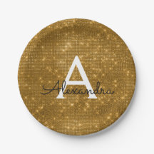Gold Sparkle & Shimmer Monogram Birthday