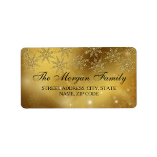 Gold Sparkle Snowflake Weihnachtsadressen Labels Adressaufkleber