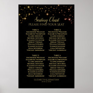 Gold Sparkle Stars 4 Tabelle Seekarte Poster