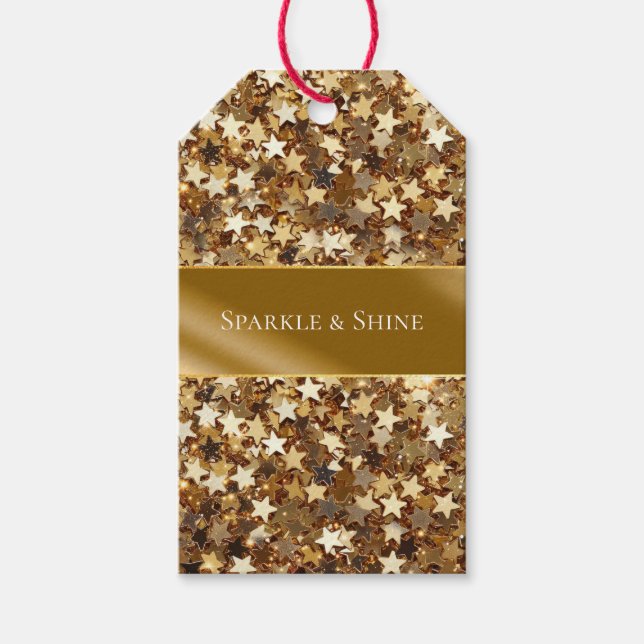 Gold Sparkle Stars Geschenkanhänger (Vorderseite)
