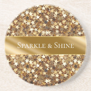Gold Sparkle Stars Getränkeuntersetzer
