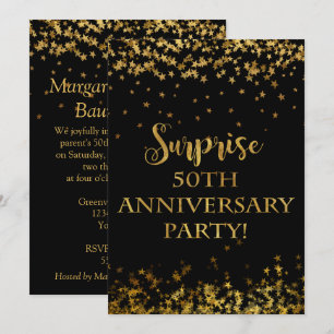 Gold Sparkle Stars Text 50 Jahre Einladung
