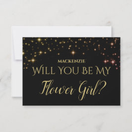 Gold Sparkle Stars werden Sie meine BlumenGirl-Kar RSVP Karte