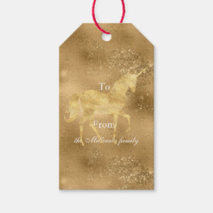Gold Sparkle Unicorn Geschenkanhänger
