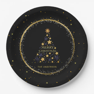 Gold Sparkle Weihnachtsbaum Urlaub Pappteller