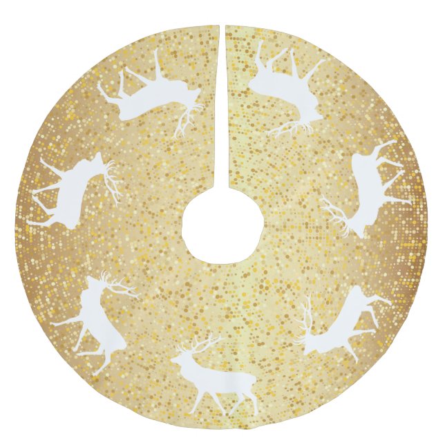 Gold Sparkle Winter Dei Weihnachten Polyester Weihnachtsbaumdecke (Vorderseite)