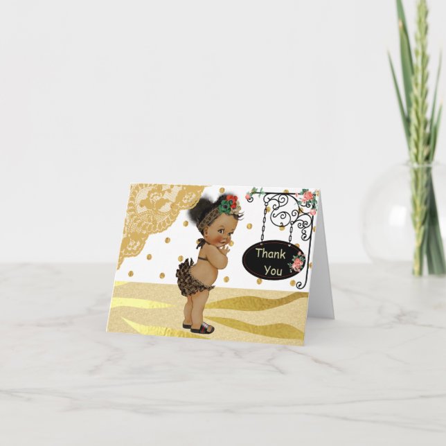 Gold Sparkle Zebra Print Baby Dusche Vielen Dank Dankeskarte (Vorderseite)