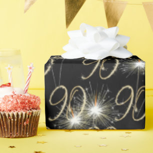 Gold Sparkler für den 90. Geburtstag Geschenkpapier