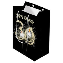 Gold Sparkler zum 30. Geburtstag Mittlere Geschenktüte