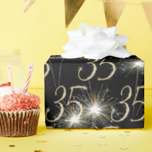 Gold Sparkler zum 35. Geburtstag Geschenkpapier
