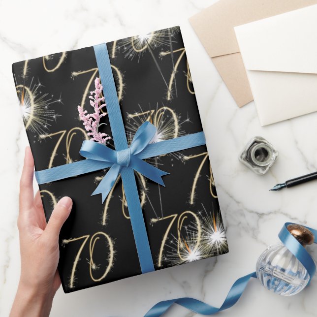 Gold Sparkler zum 70. Geburtstag Geschenkpapier (Schenken)