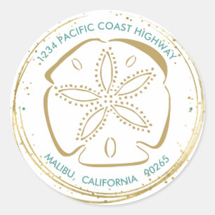 Gold Sparkline Beach Sand Dollar Return Runder Aufkleber