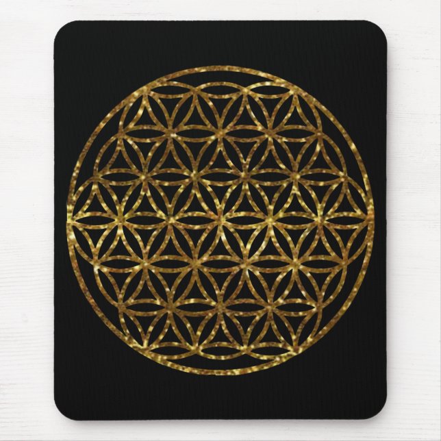 Gold-Sparkling-Blume | Angst Geometrie Mousepad (Vorne)