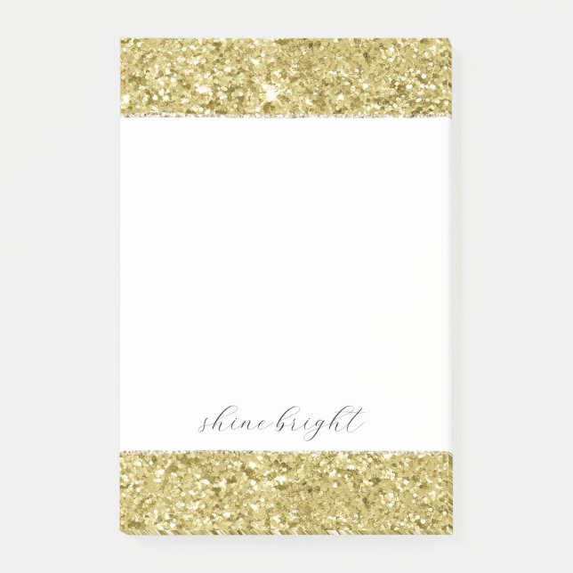 Gold Sparkling Glitzer Post-it Klebezettel (Vorderseite)