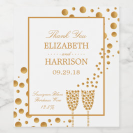 Gold Sparkling Wine Bubbles Hochzeit Weinetikett