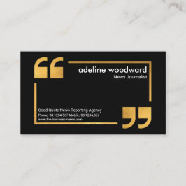 Gold Speech Box Quote Mark Reporter Journalist Visitenkarte