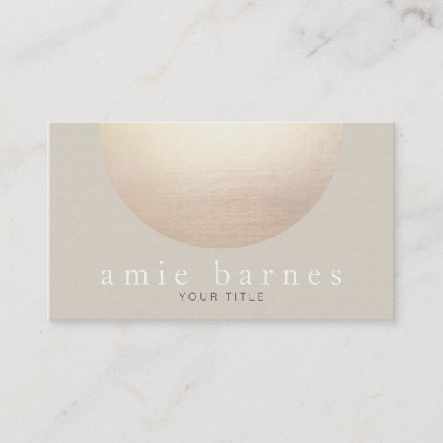 Gold Sphere Elegante Beige Textured Look Hintergru Visitenkarte (Vorderseite)